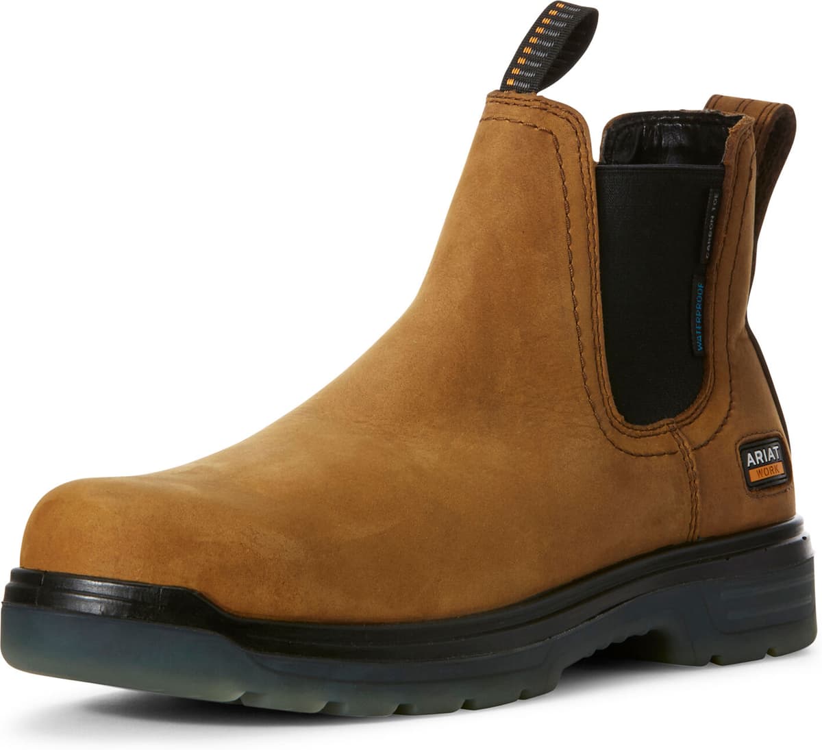 Men's Turbo Chelsea Waterproof Carbon Toe Work Boots in Aged Bark, Size: 9 EE / Wide by Ariat