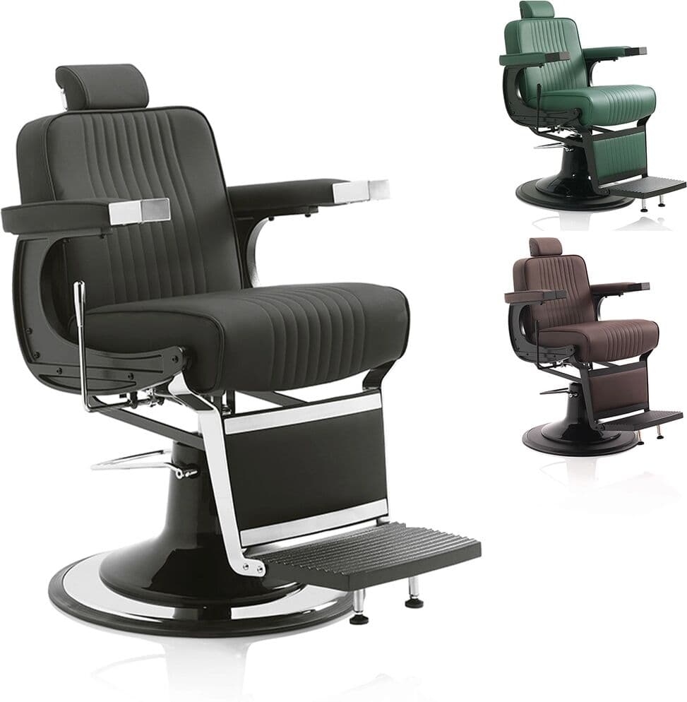Xanitalia Poltrona Barbiere Hair Cadillac XaniPro Reclinabile con Base Rotonda VERDE