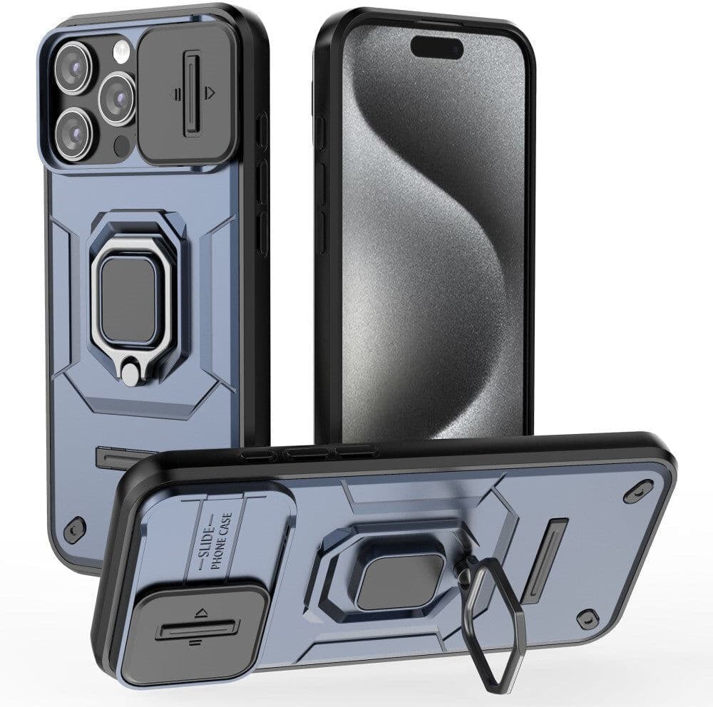 EIDERWOOD iPhone 16 Pro Max Håndværker Bagside Cover m. Magnetisk Kickstand & Cam Slider - Blå
