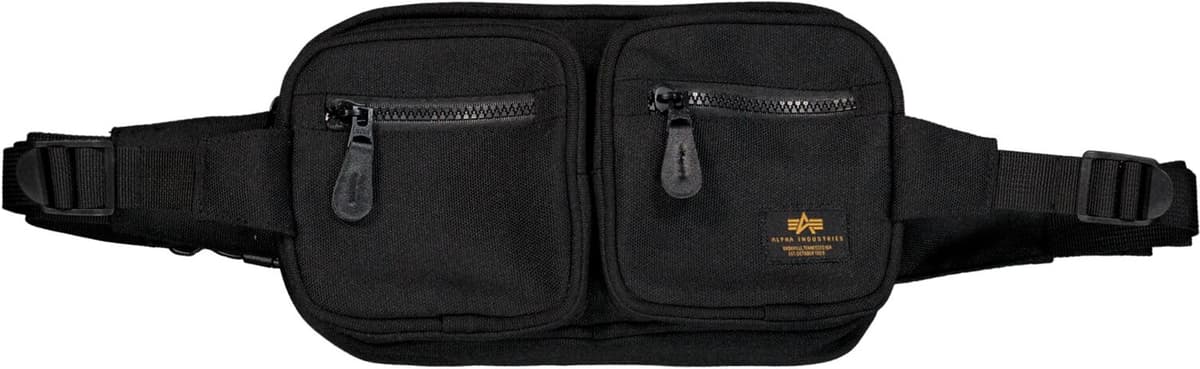 Gürteltasche ALPHA INDUSTRIES "Label Waist Bag", Herren, schwarz, Obermaterial: 100% Polyester. Futter: 100% Nylon, Taschen Gürteltasche schwarz Einheitsgröße