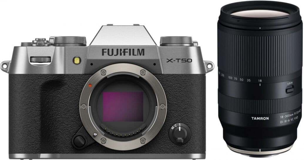 Fujifilm X-T50 silber + Tamron 18-300mm f3,5-6,3 Di III-A VC VXD   nach 50 EUR Tamron Premium-Zoom Sofortrabatt Aktion