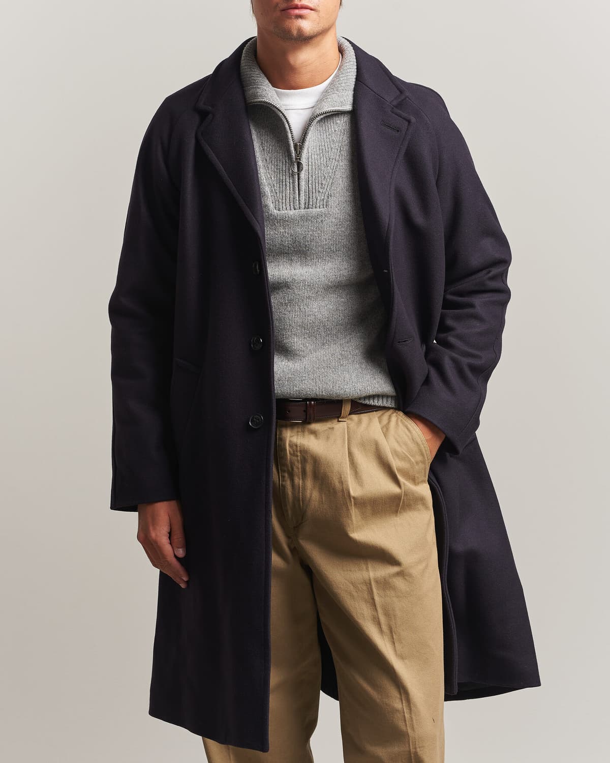 Gloverall Chesterfield Wool/Cashmere Refined Coat Navy men S Blå