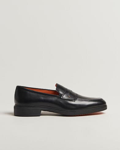 Santoni Easy Penny Loafer Black Calf men EU45 Sort