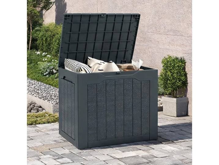 Coffre de Jardin en Polypropylène 56 x 41 x 50 cm Rangement Extérieur avec Poignées et Crochet pour Cadenas