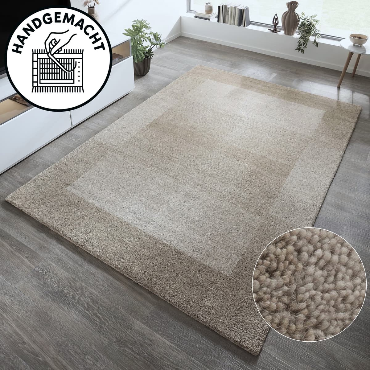 Wollteppich THEKO "Gabbeh Super, Handweb, auch als Läufer erhältlich, reine Wolle" Gr. 2, beige, B:70cm H:9mm L:140cm, Wolle, Teppiche, Wollteppich, Schlafzimmer, Wohnzimmer, Esszimmer, auch als Bettumrandung beige B : 70cm 1 Stk., 9mm, L: 140cm