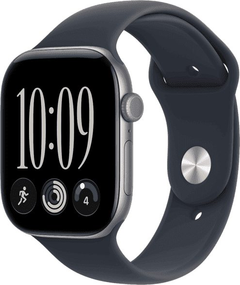 Apple Watch Series 12 (2026), GPS+CEL, 46mm, Caja de aluminio Gris espacial, Correa deportiva Azul marino, Talla M/L, Siri AI