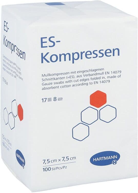Es-kompressen unsteril 7,5x7,5 cm 8fach 100stk