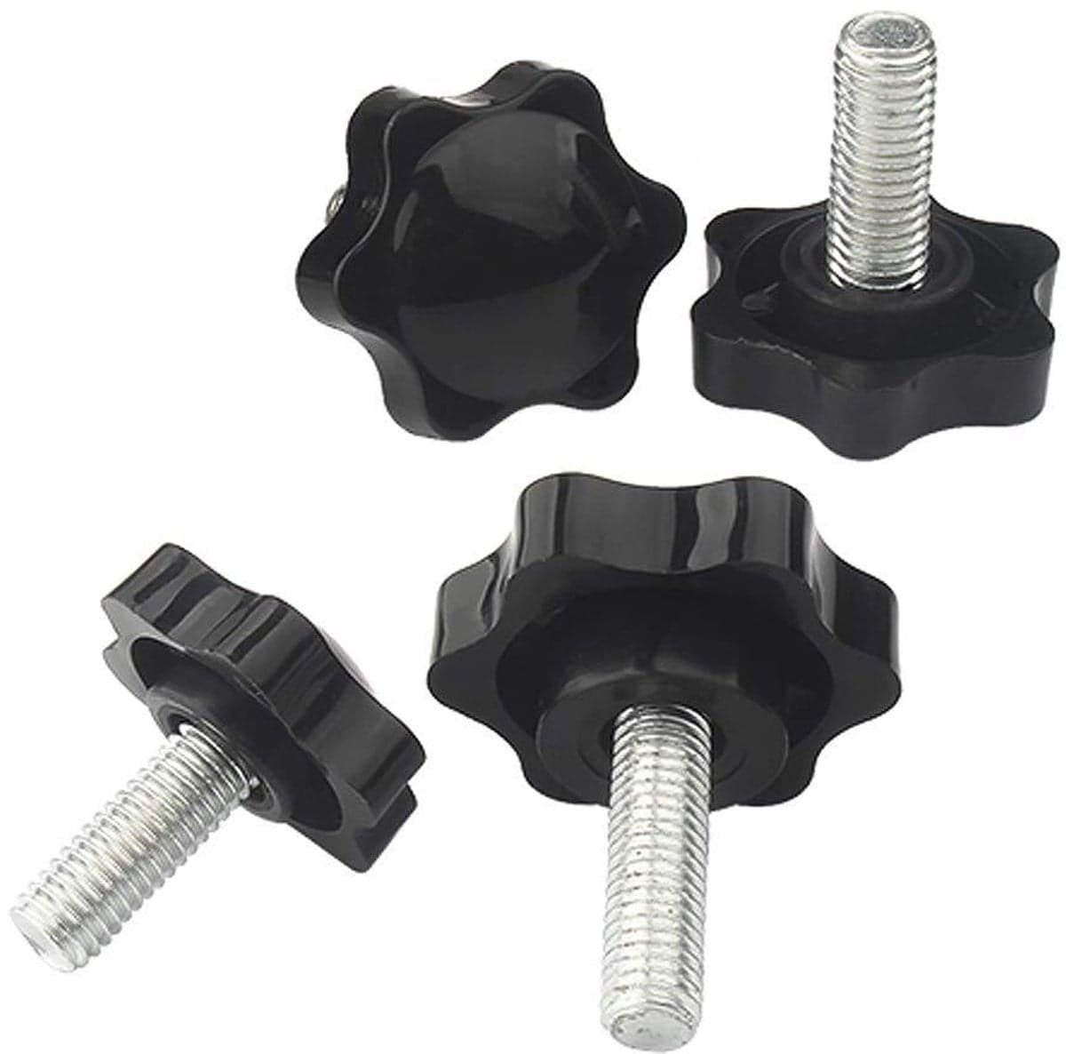 10 stuks Gekartelde Knoppen Star Grepen Zwart Kunststof M6x60mm