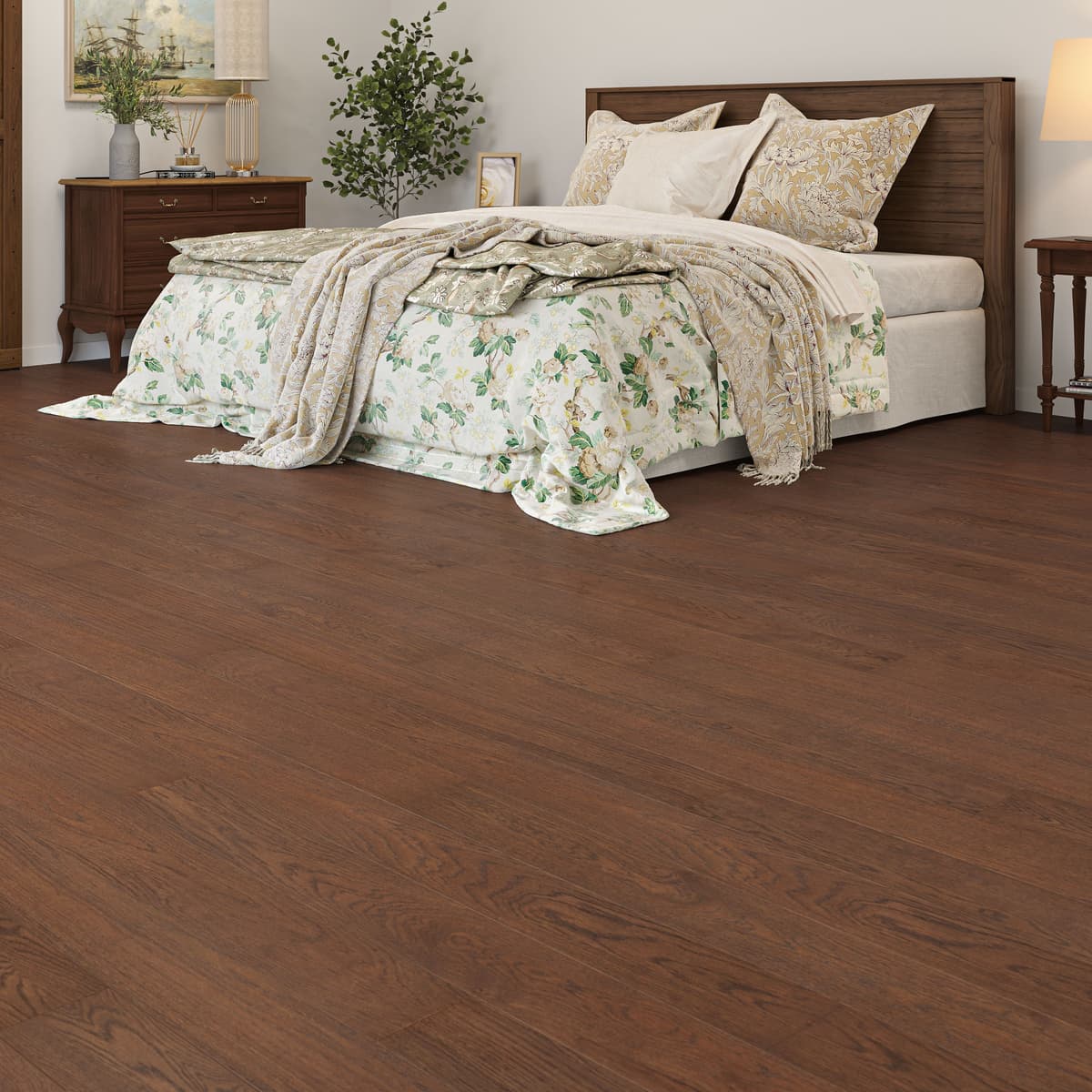 Luxury Flooring Dark Engineered Oak Brushed & Lacquered Flooring - 14mm x 1900mm x 150mm
