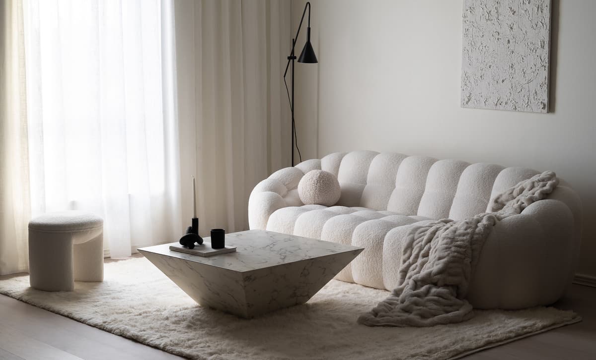 SoffaDirekt Joda 3-Sitssoffa Teddy Offwhite