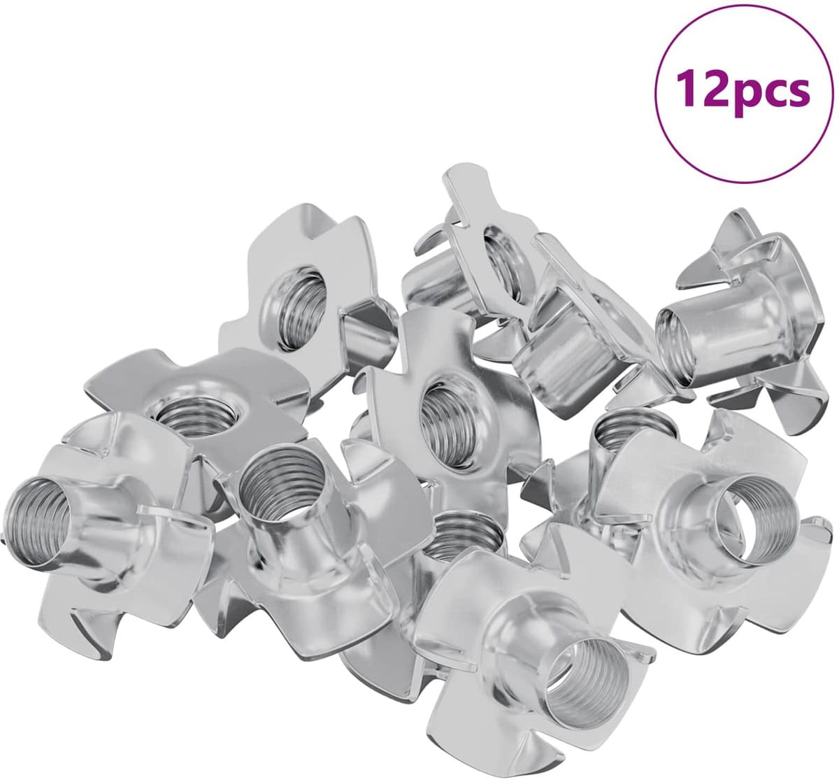 vidaXL Ecrou en T à dents 12 pc Argenté M6 mm Acier