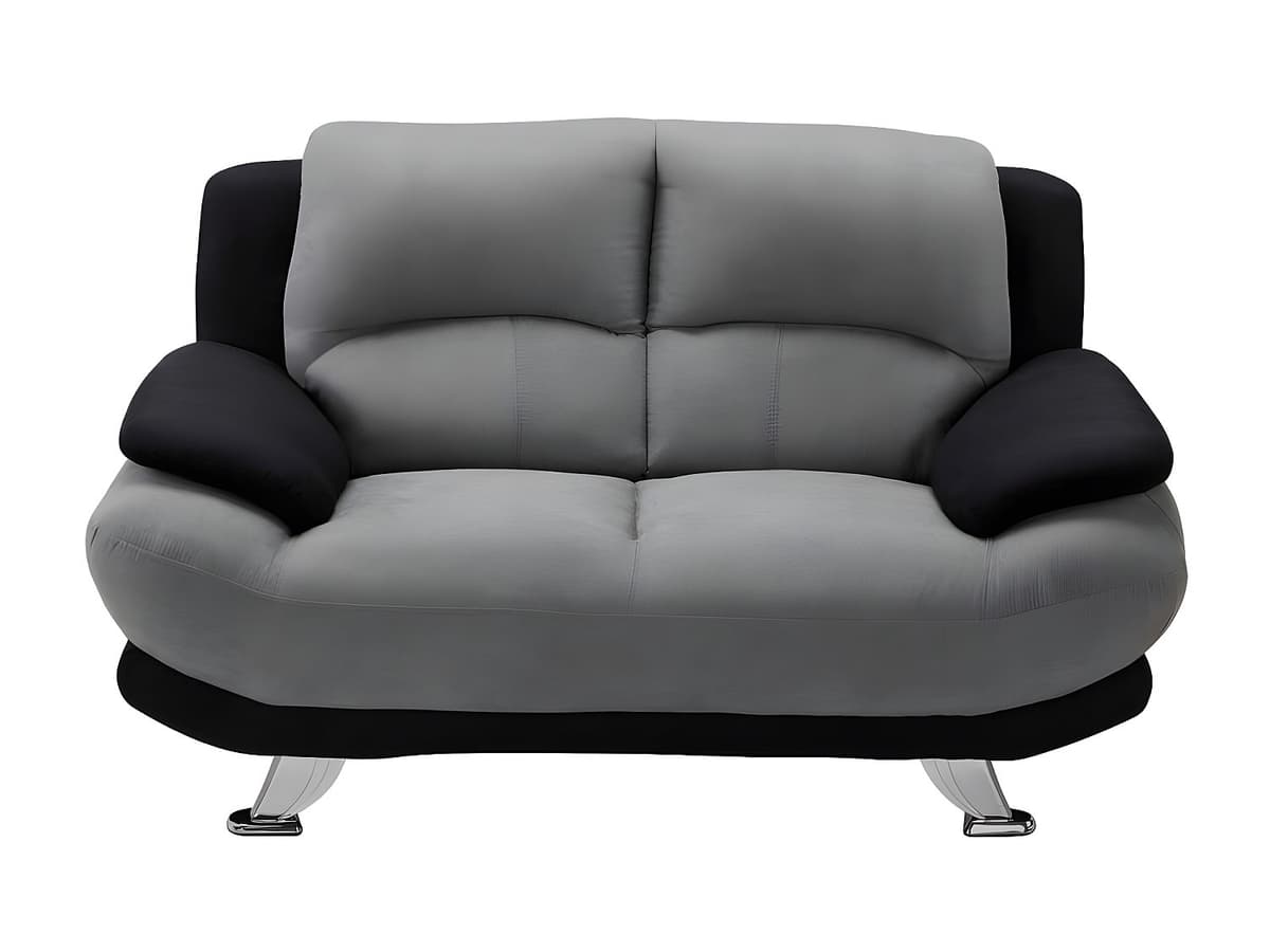 Vente-unique Sofa 2-Sitzer - Microfaser - Grau & Schwarz - MUSKO 267861
