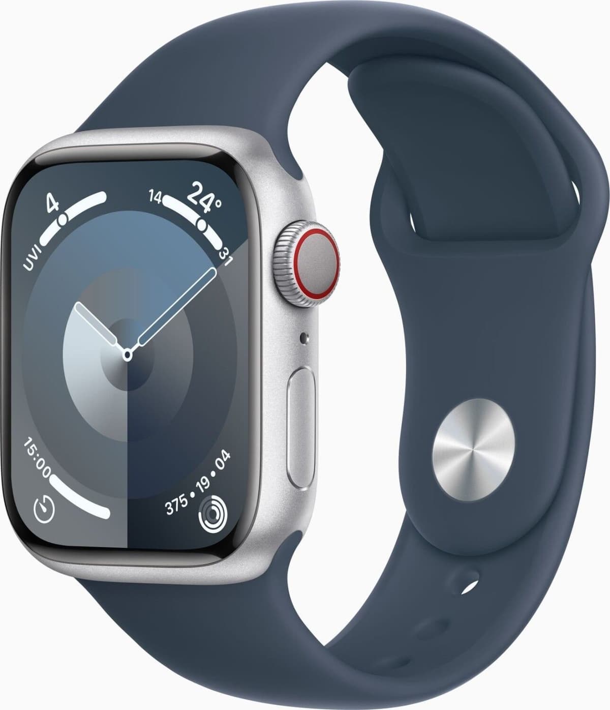 Apple Watch Series 9 aluminium 41 mm (2023)   GPS   Argent   Bracelet Sport Bleu Orage M/L - Refurbished