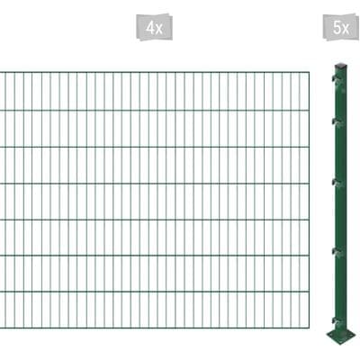 Einstabmattenzaun ARVOTEC "ESSENTIAL 140 zum Einbetonieren", grün (dunkelgrün), H:140cm, Kunststoff, Stahl, Zaunelemente, Zaunhöhe 140 cm, Zaunlänge 2 - 60 m