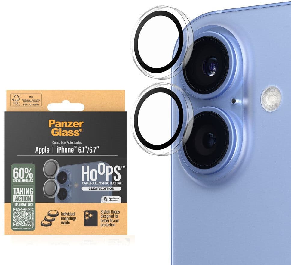 iPhone 16 / 16 Plus PanzerGlass Hoops - Beskyttelse til Kamera - Gennemsigtig