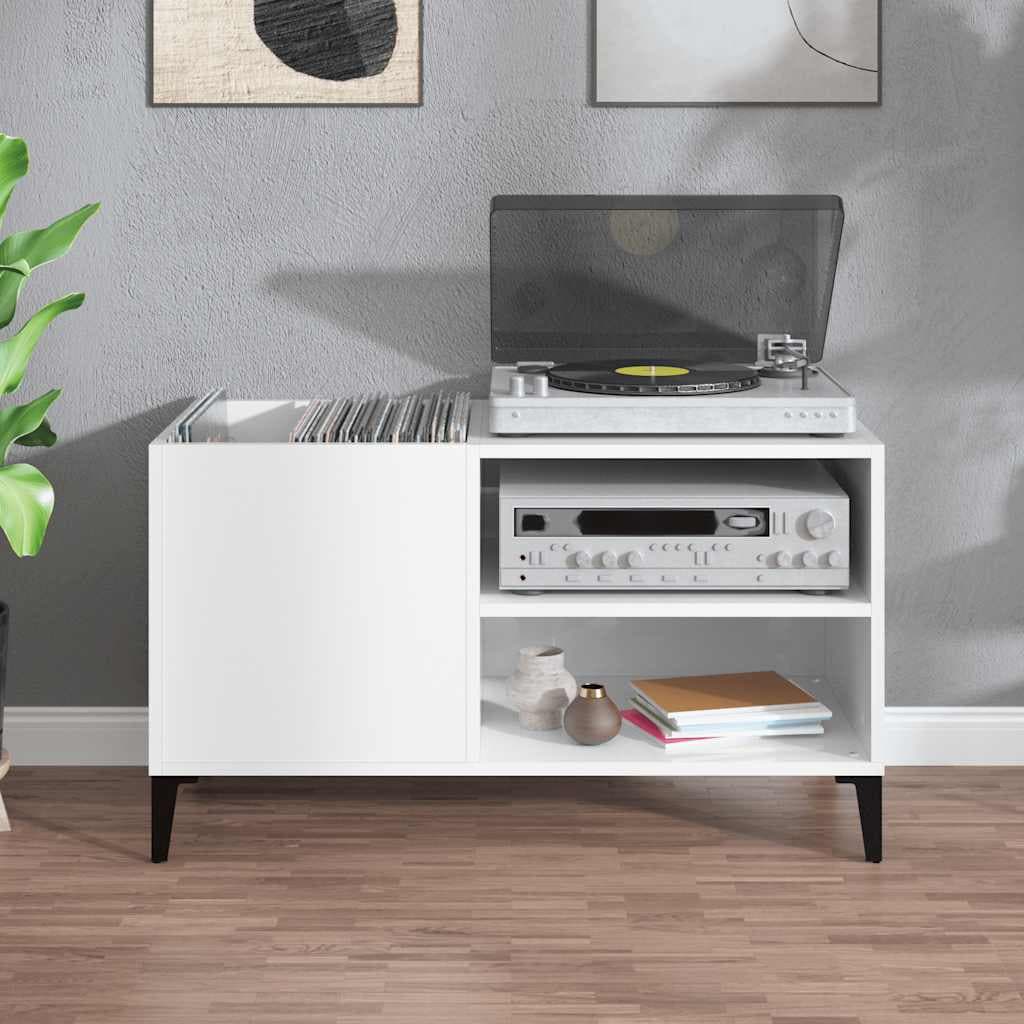 vidaXL Armoire à disques blanc brillant 84,5x38x48cm bois d'ingénierie
