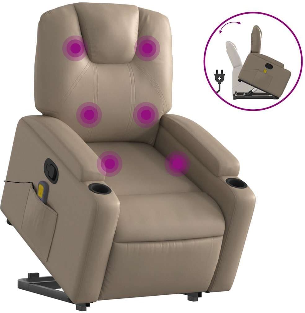 vidaXL Fauteuil inclinable de massage Cappuccino Similicuir