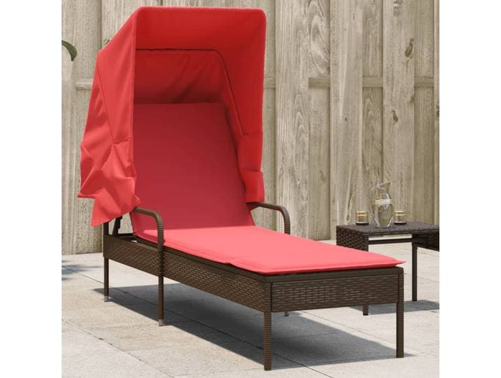 vidaXL Sonnenliege mit Sonnendach Braun Poly Rattan