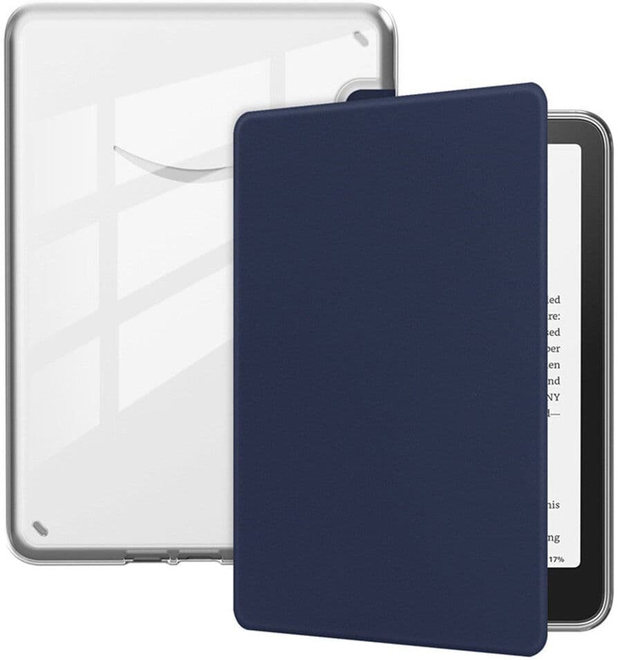 EIDERWOOD Amazon Kindle Paperwhite (2024) Kunstskinn Flip Deksel - Gjennomsiktig / Mørkeblå