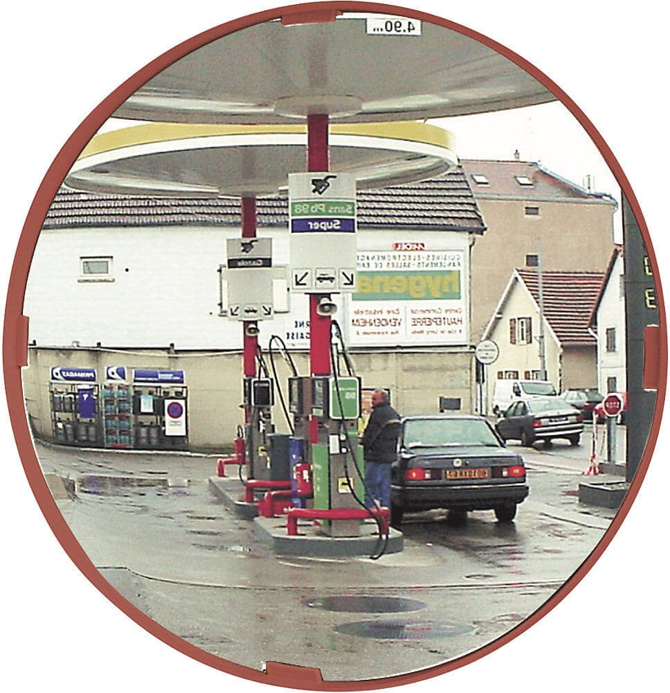 Mehrzweckspiegel 2 Richtungen, rund, Ø 600 mm, Rahmen rot, P.A.S.® Vialux