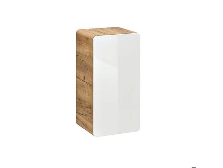 Caisson meuble bas de salle de bain - OTITEC - Chêne artisanal doré - Blanc brillant - L35-H65-P32 - Bois FSC et MDF