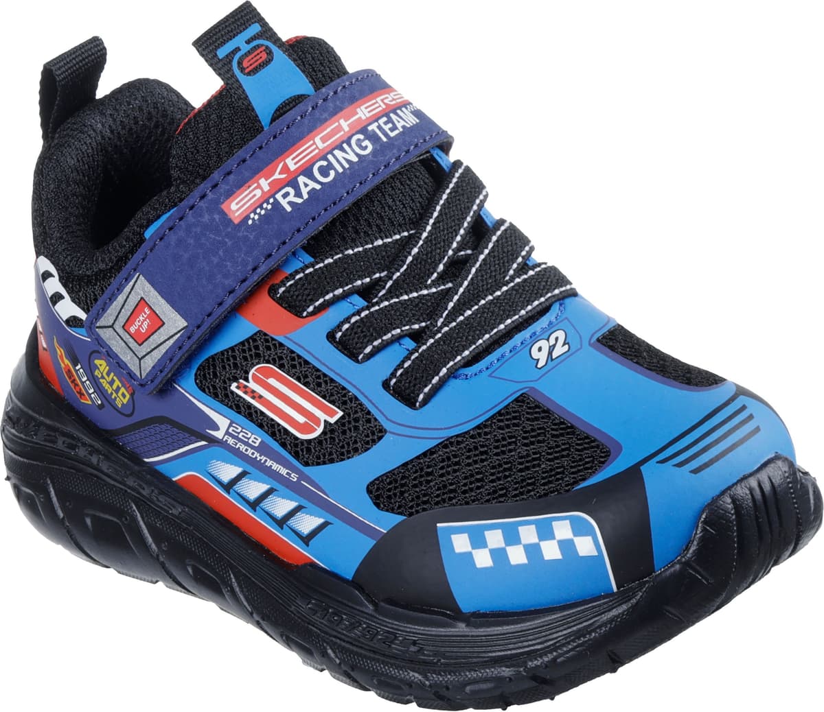 Lauflernschuh SKECHERS "SKECH TRACKS", Jungen, Gr. 23, Textil, bunt (blau multi), Lederimitat, Textil, kontrastfarbene Details, Schuhe Lauflernschuh, Sneaker mit vielen coolen Prints, Grössenschablone zum Download blau multi 23, Textil