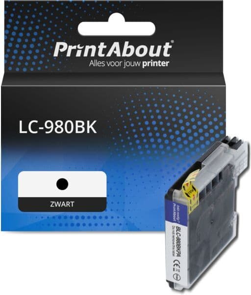 PrintAbout Inktcartridge LC-980BK Zwart geschikt voor Brother