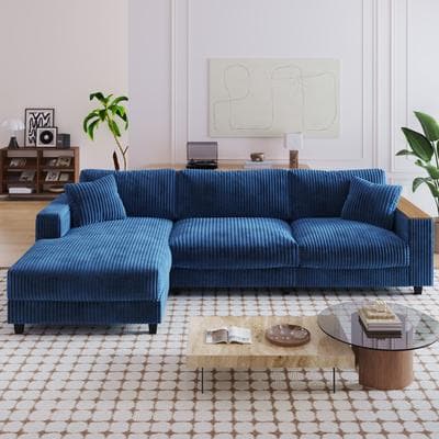 GDFStudio - Elara Comfort 114.5'' Corduroy L-Shaped Sectional Sofa Couch with Reversible Chaise for Living Room