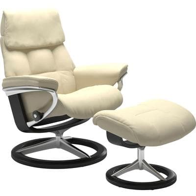 Relaxsessel STRESSLESS "Ruby", beige (vanilla paloma), B:78cm H:100cm T:76cm, Leder PALOMA: durchgefärbtes Semianilin-Möbelleder;Leder BATICK: durchgefärbtes und genarbtes Möbelleder, Sessel, Relaxsessel, mit Signature Base, Größe M, Gestell Eiche,...