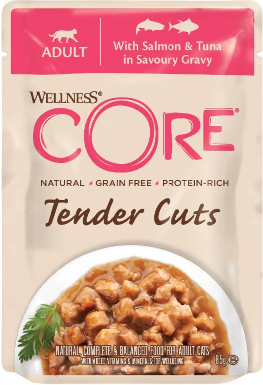 Wellness® Core Wellness Core Bocconcini in Salsa per Gatti Tender Cuts Pollo Salmone e Tonno 85 g