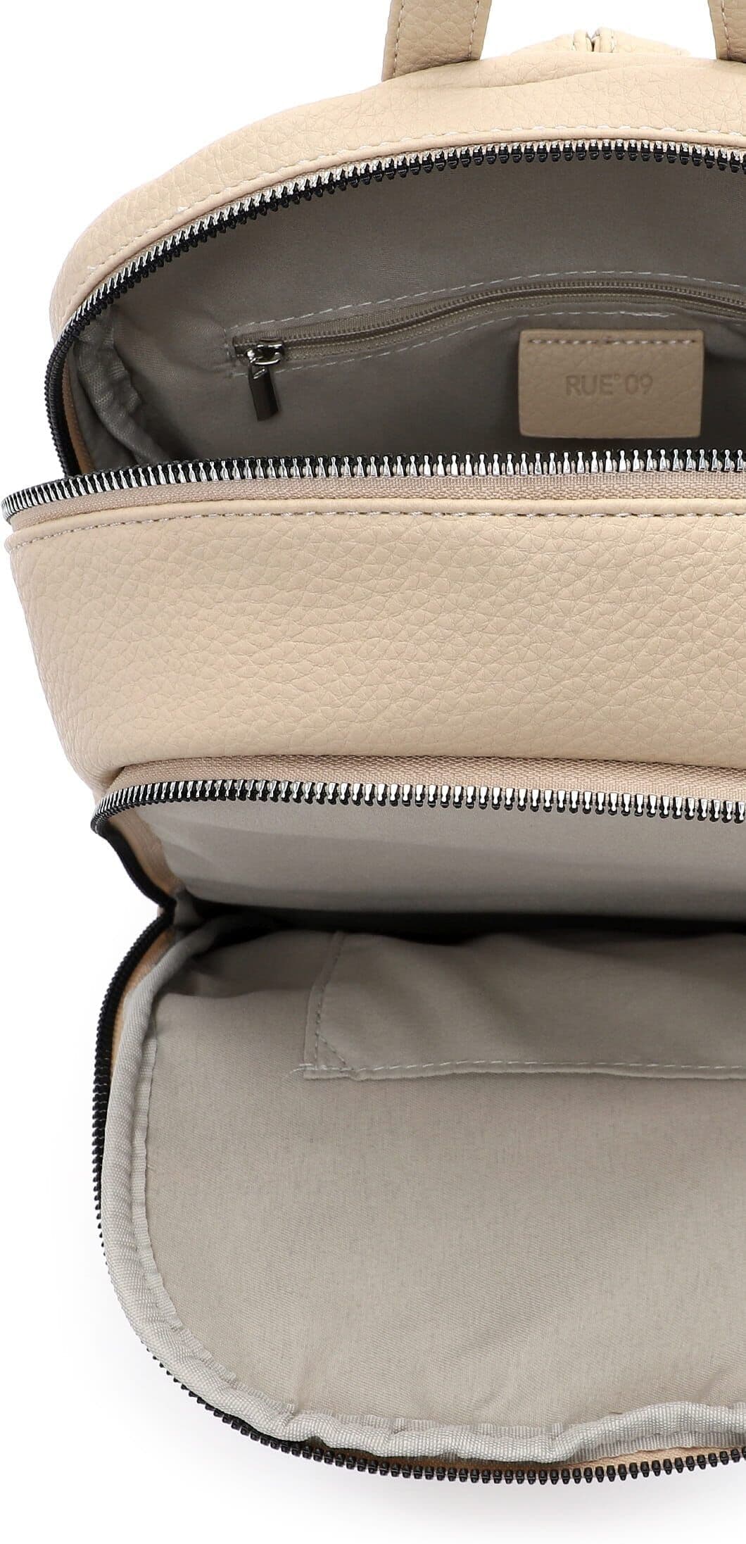 Rucksack EMILY & NOAH "Rucksack E&N Tours RUE 09", Damen, Gr. B/H/T: 28cm x 32cm x 13,5cm, beige (beige 400), Polyurethane, Rucksäcke Rucksack