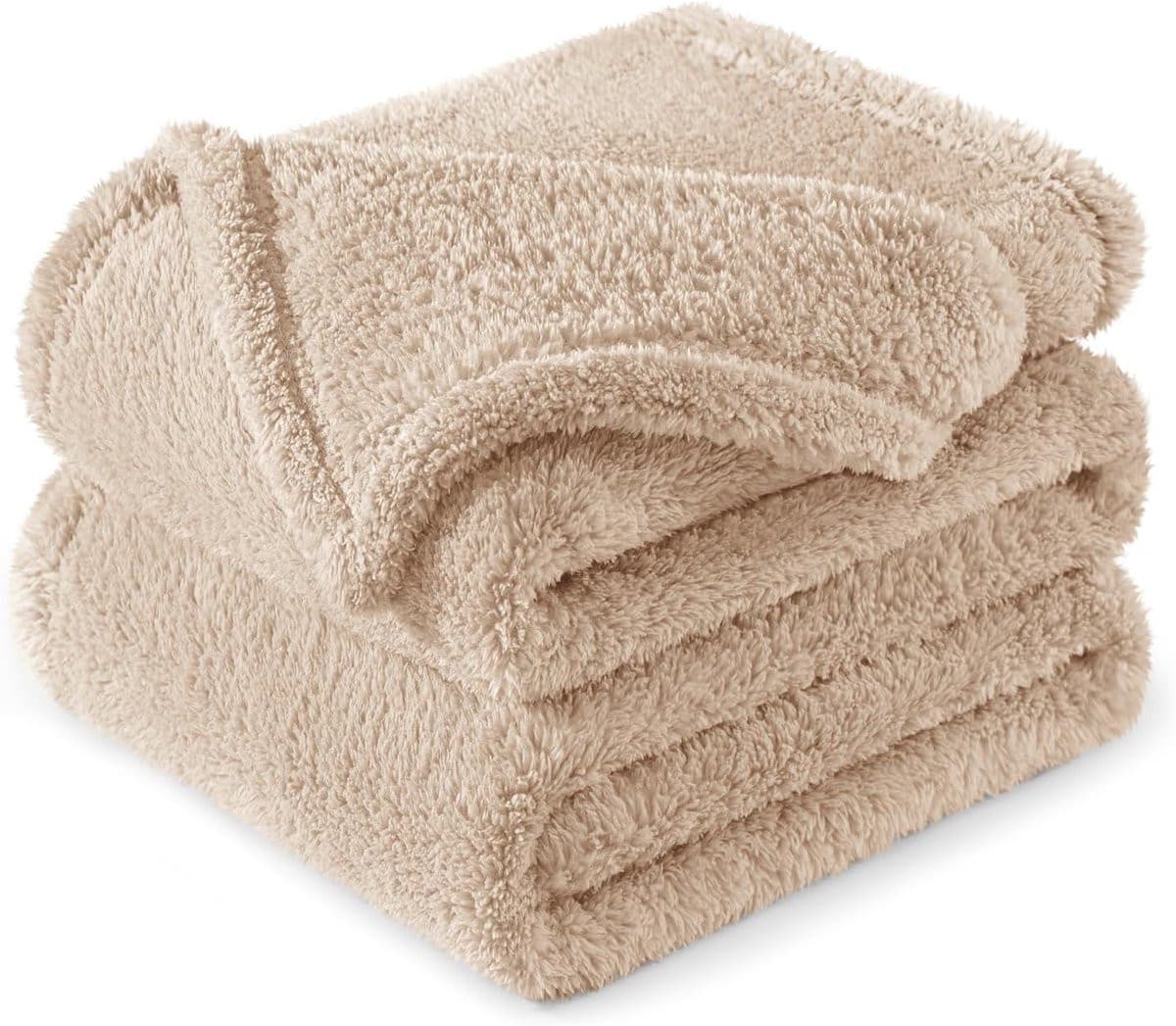 Zachte fleece deken van fluweelachtige stof voor bank of bed, Kameel, 150 x 200 cm