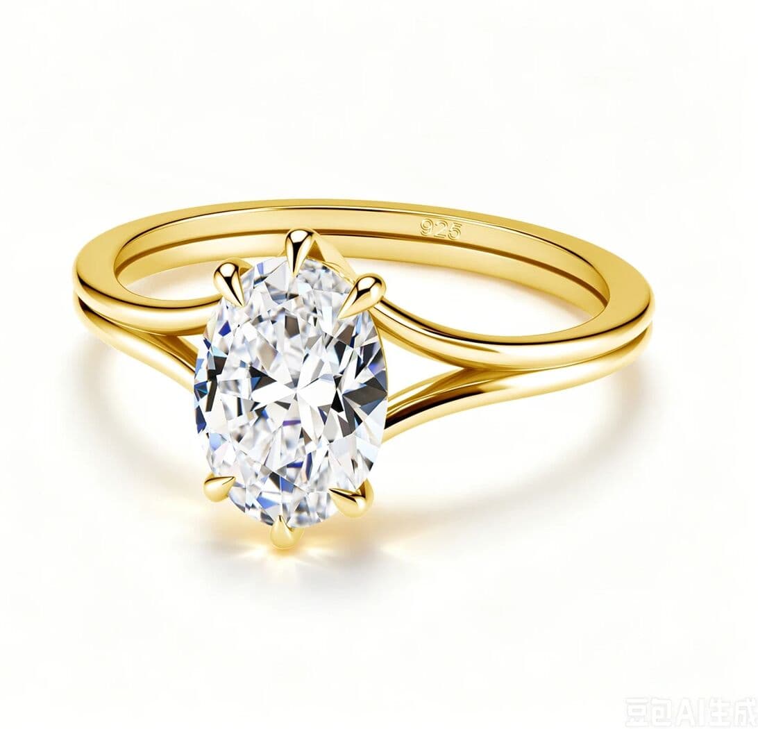 NONE 4.5CT Oval Cut Moissanite Engagement Ring For Women Split Shank 6 Prong Solitaire Ring 925 Sterling Silver Bridal Jewelry