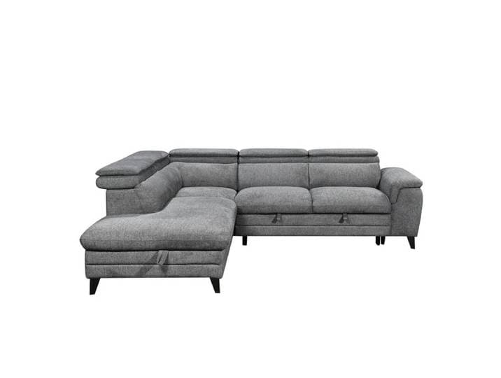 Canapé d'angle convertible BRYAN en tissu gris - fonction angle gauche