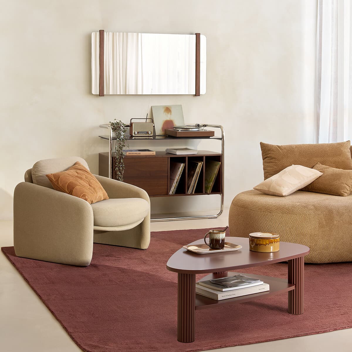 LA REDOUTE INTERIEURS Meuble vinyle caisson 1 porte, métal acier chromé et MDF plaqué noyer, GIORGIO