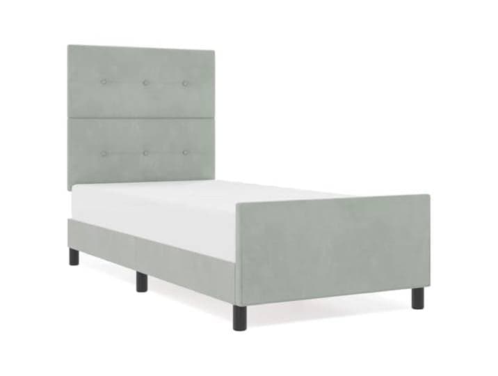 KKgypkn Boxspringbett 80x200 Samt mit verstellbarem Kopfteil Hellgrau - Modernes Boxspringbett mit Samtbezug und Kiefernholzrahmen