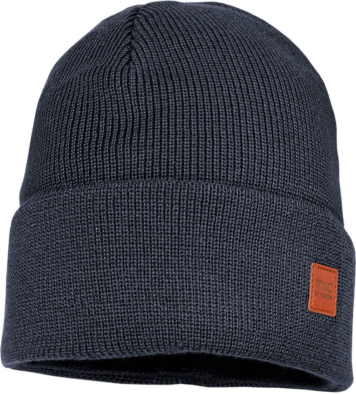 Beanie MAXIMO, Jungen, Gr. 57, blau, Strick, Baumwolle, unifarben, Mützen Beanie, Strick, breiter Umschlag, gefüttert, wärmend, weich, unifarben