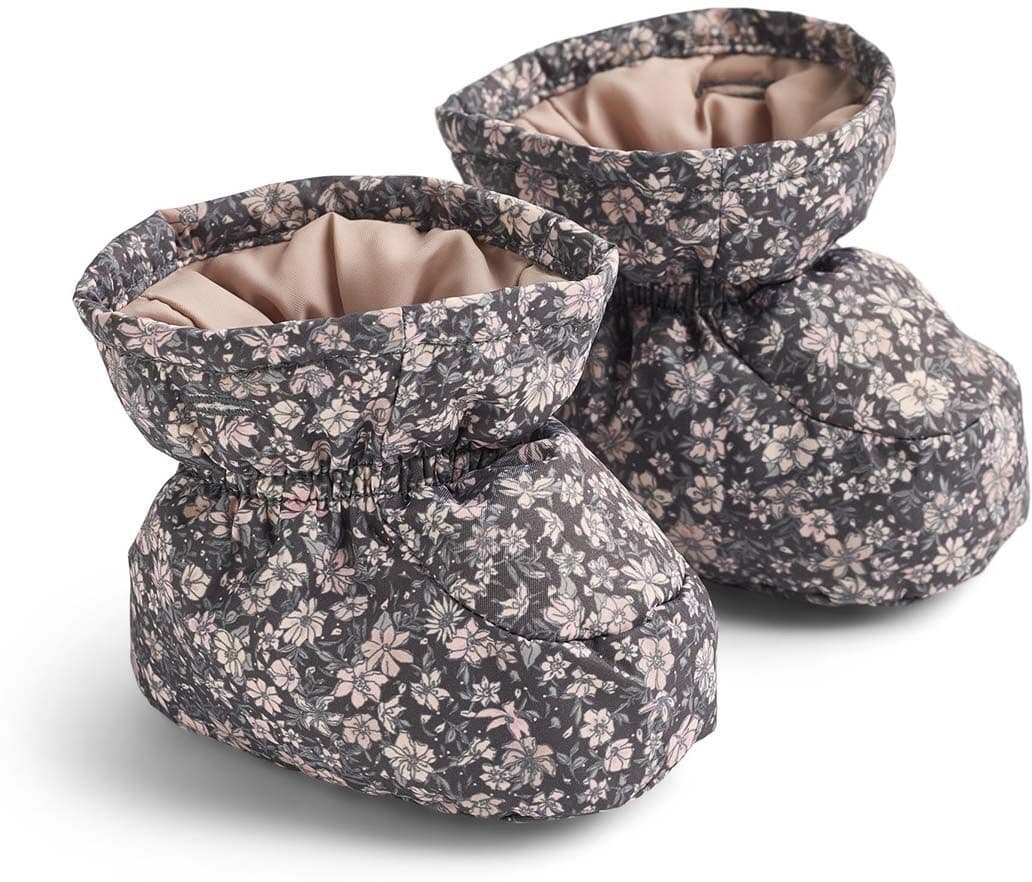 Wheat yttertøy Wheat Fuffa puffer overtrekkssko, Dark Charcoal Flowers (9-12 mnd) 9-12 mnd