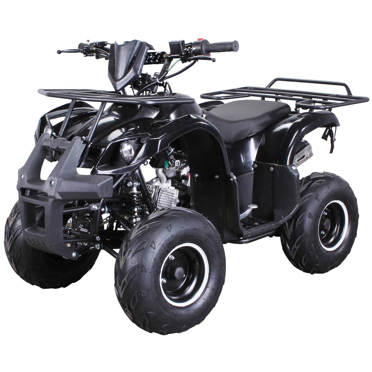 Benzin-Jugend-Quad S-8 Farmer, 125 ccm, ATV, Not-Aus-Leine, Automatik, Alarmanlage, Scheibenbremse (Schwarz)