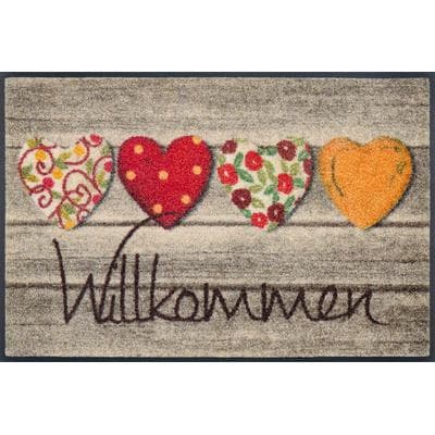 Fußmatte "Willkommensgruss", bunt, B:50cm H:7mm L:75cm, Polyamid, WASH+DRY BY KLEEN-TEX, Teppiche, Fußmatte
