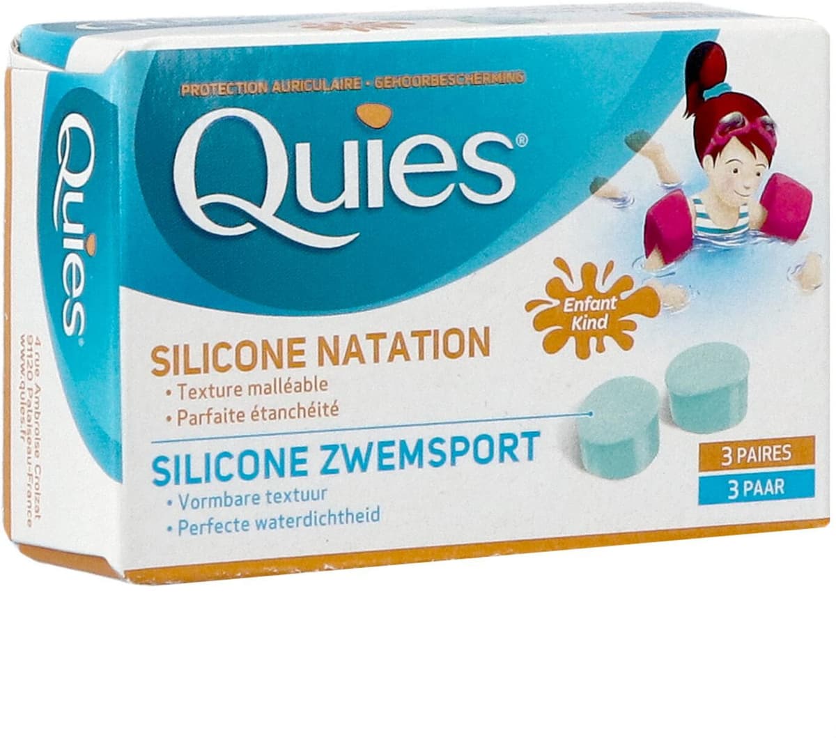 Quies Protection Auditive Silicone Natation 3 Paires