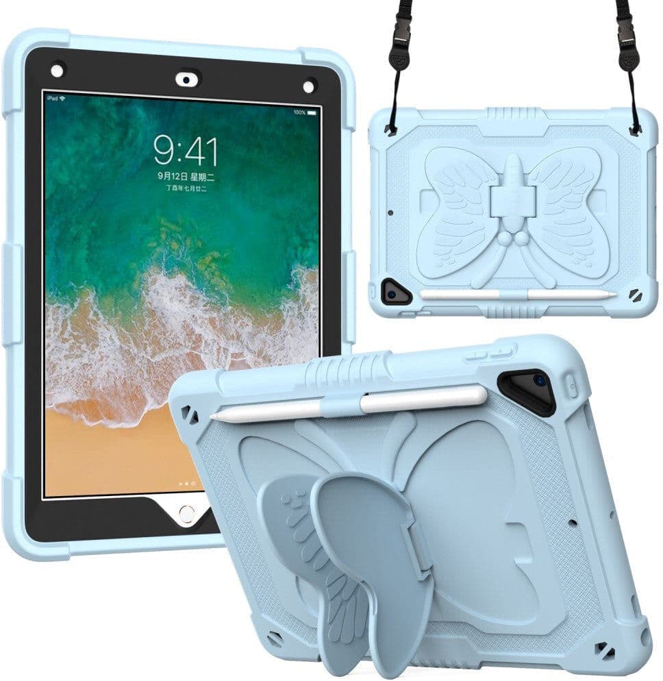 INCOVER iPad (2018) / iPad (2017) / iPad Air 2 Butterfly Kickstand Barnedeksel - Blå
