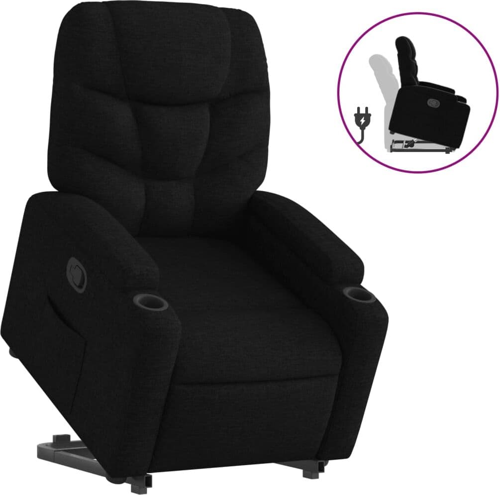 vidaXL Fauteuil inclinable noir tissu