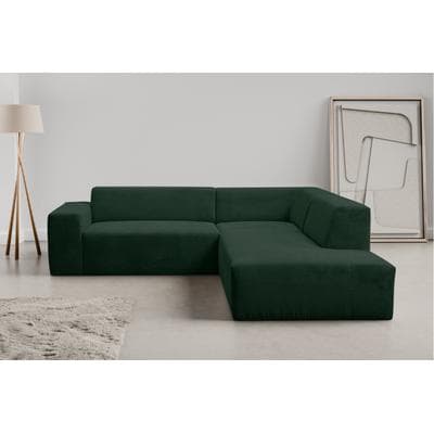 Ecksofa WERK2 "Zeus-M 251 cm breit, 262 cm tief, tolles Sofa, L-Form", moosgrün, B:251cm H:70cm T:262cm, 90% Polyester, 10% Nylon, Sofas, Ecksofa, Curvy Trend Garnitur, urbane Optik, komfortable Wellenunterfederung