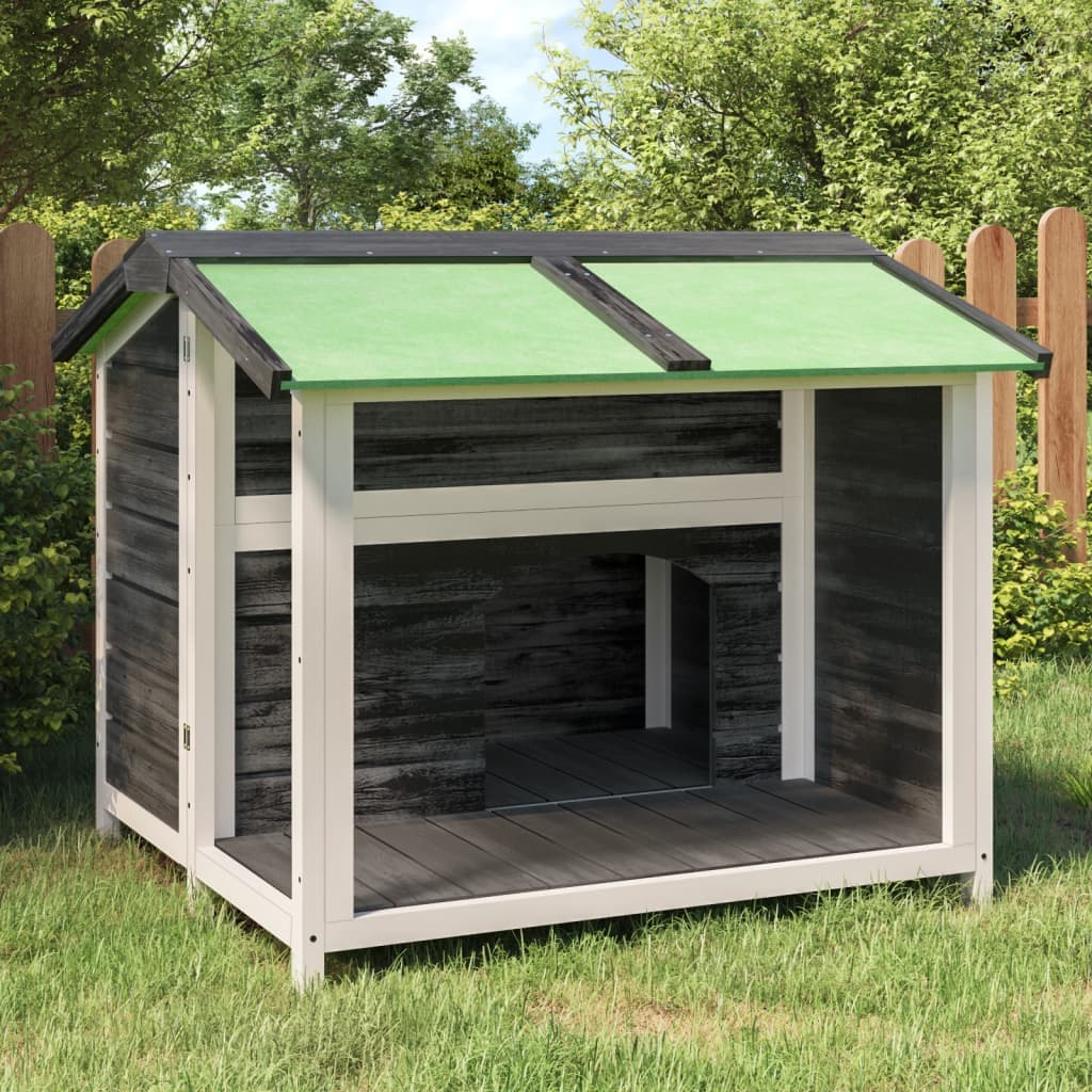 vidaXL Caseta para perros madera maciza de pino gris 96x87x80,5 cm Gris