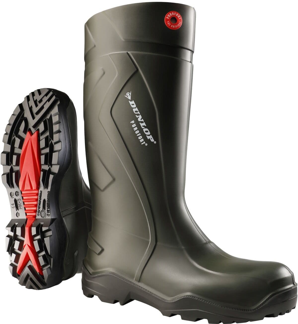 Gummistiefel DUNLOP "Purofort+", Damen, Gr. 47, grün, Obermaterial: 100% Textilmaterial TEXMAT., Schuhe Gummistiefel