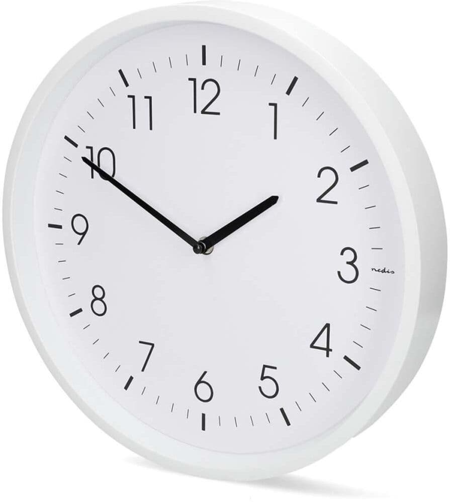Veggur - Veggklokke - 36 Cm Diameter - Stillegående - Abs - Hvit