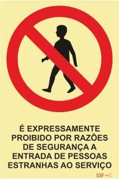 Sinais de Proibição - Fotoluminescente 2F. (45º com a Parede)  200x300mm