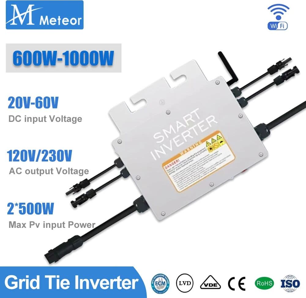 NONE PV Input Voltage 20~60V AC Output 110V/230V Auto 600W/700W/800W/1000W Micro Solar Grid Tie Inverter With WIFI Monitor