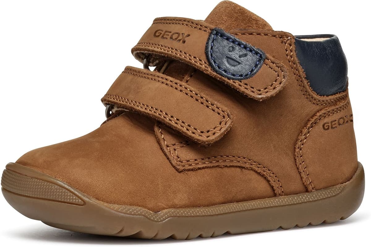 Lauflernschuh GEOX "B MACCHIA BOY", Jungen, Gr. 20, Leder, braun, Schuhe Lauflernschuh, Babyschuh mit Klettverschluss, Größenschablone zum Download